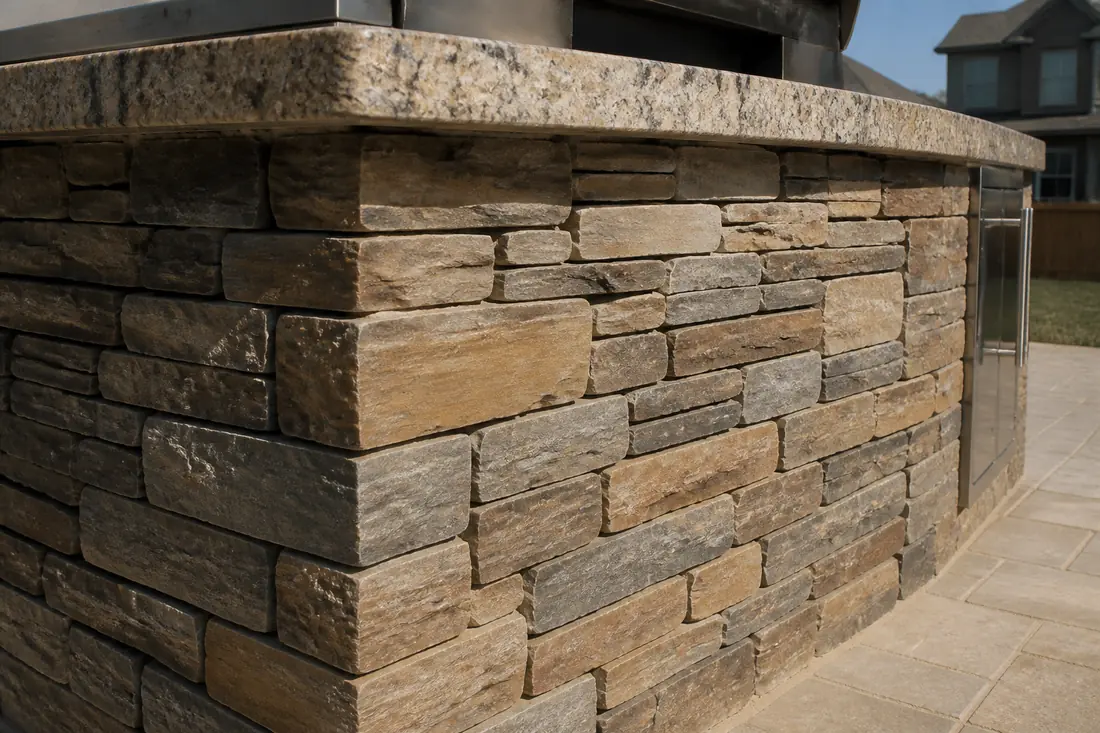Natural stone veneer — outdoor kitchens
